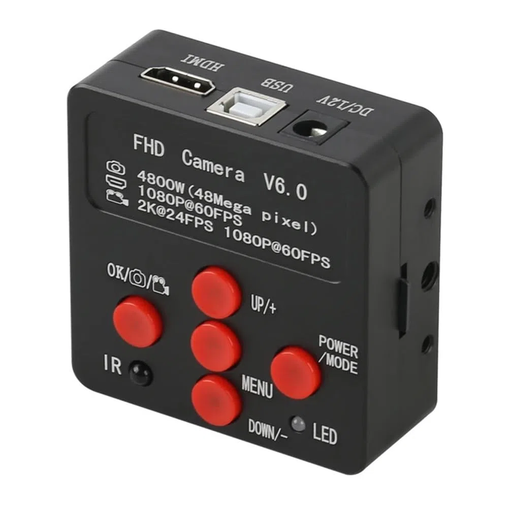 Akcesoria do mikroskopu laboratoryjnego 48 MP 1080P 2K HDMI USB TF rejestrator wideo przemysłowe laboratorium lutowanie kamera mikroskop wideo duży widok duża odległość robocza (35 mm)
