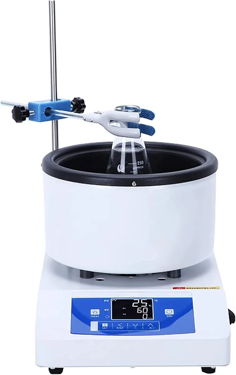 Mieszadło magnetyczne płyta grzewcza, mikser grzewczy płyta grzewcza, laboratoryjny magnetyczny garnek grzewczy z wyświetlaczem LED, 50-2000 obr./min, kąpiel wodna 100℃, kąpiel olejowa 250℃, do labora