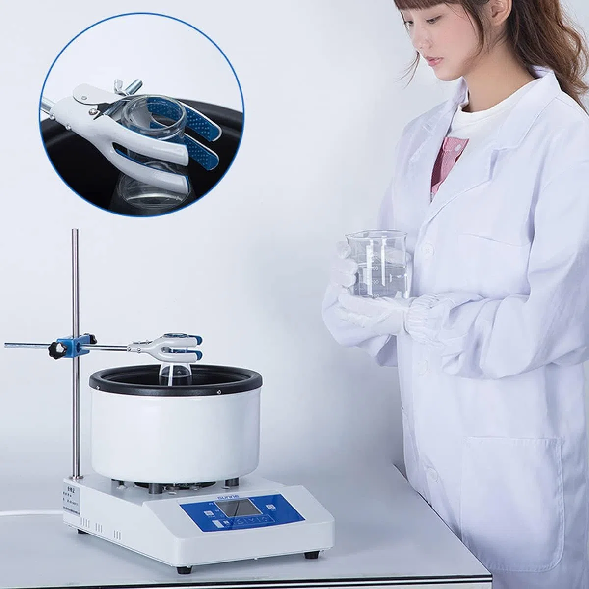 Mieszadło magnetyczne z cyfrową regulacją temperatury, garnek grzewczy do kąpieli olejowej i wodnej, regulowane funkcje ogrzewania i mieszania, idealny do użytku laboratoryjnego
