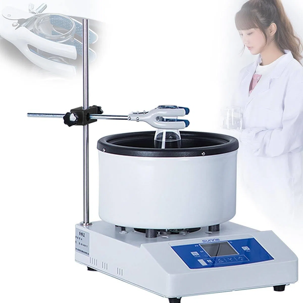 Cyfrowe mieszadło magnetyczne z płytą grzewczą, mieszadło laboratoryjne 3 w 1 do kąpieli wodnej i kąpieli olejowej, 2000 ml